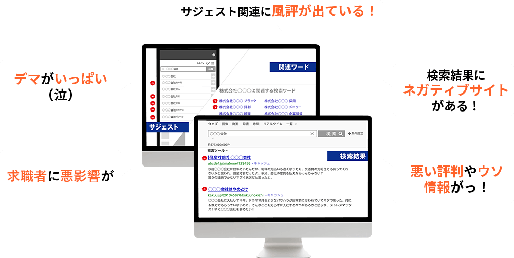 サジェスト関連に風評が出ている！ 検索エンジン